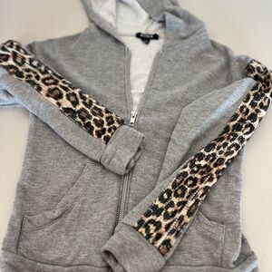 Flowers by Zoe Gray Hoodie with Animal Print Sequin Sleeves